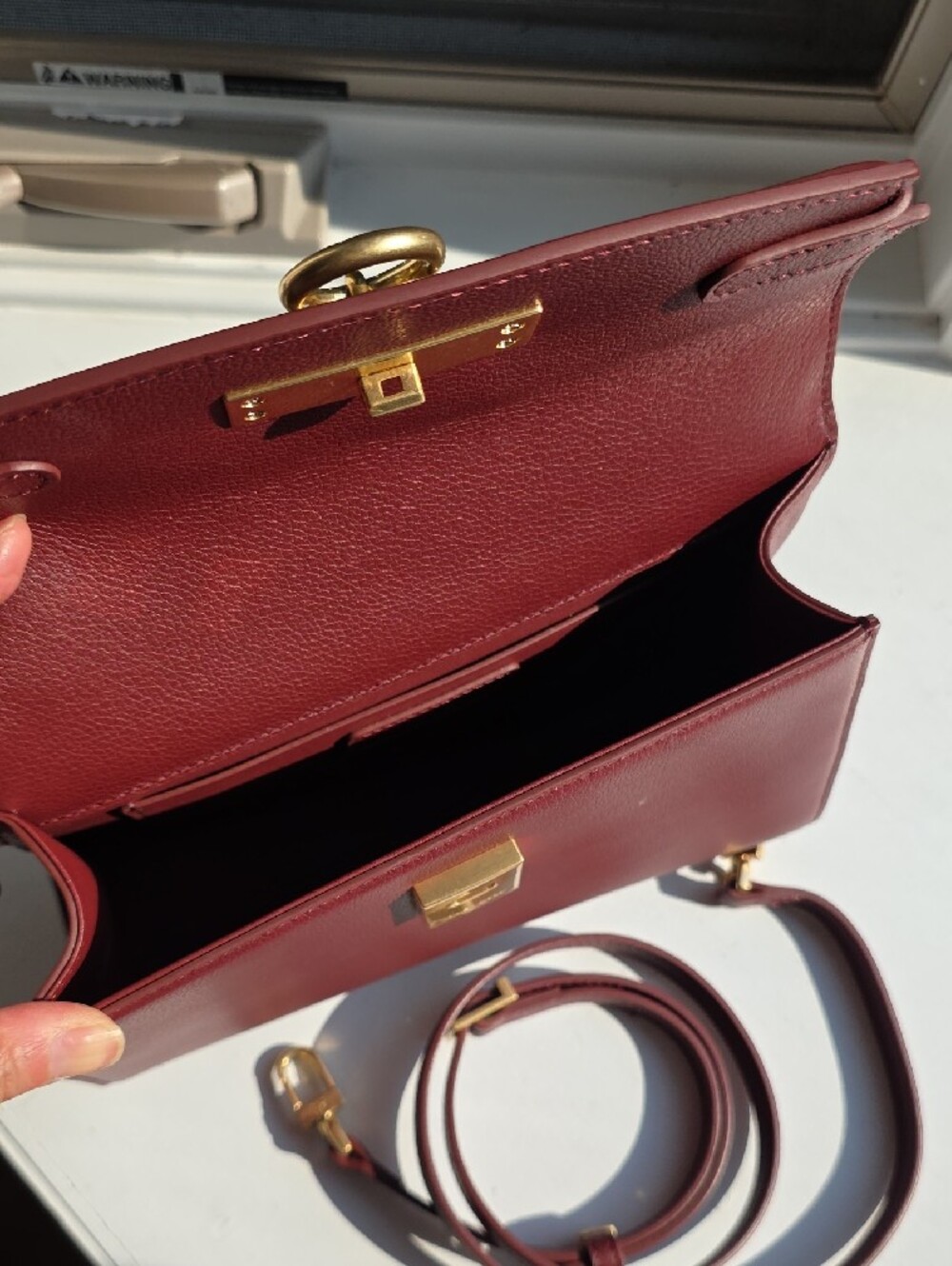 Sold Out Parisa Wang Top Handle Satchel in Burgundy with Gold Hardware - Picture 4 of 4